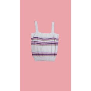 1970s-1980s WHITE STAG White. Multicolor Striped KNIT Tank Top. Medium. As Is